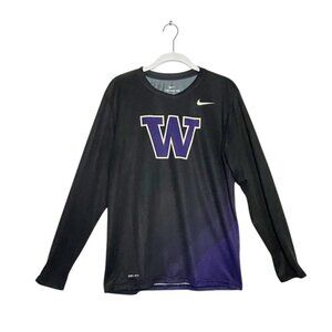 Men's Nike Washington Huskies Sideline Gradient Dri-Fit Long Sleeve Shirt - Sz M